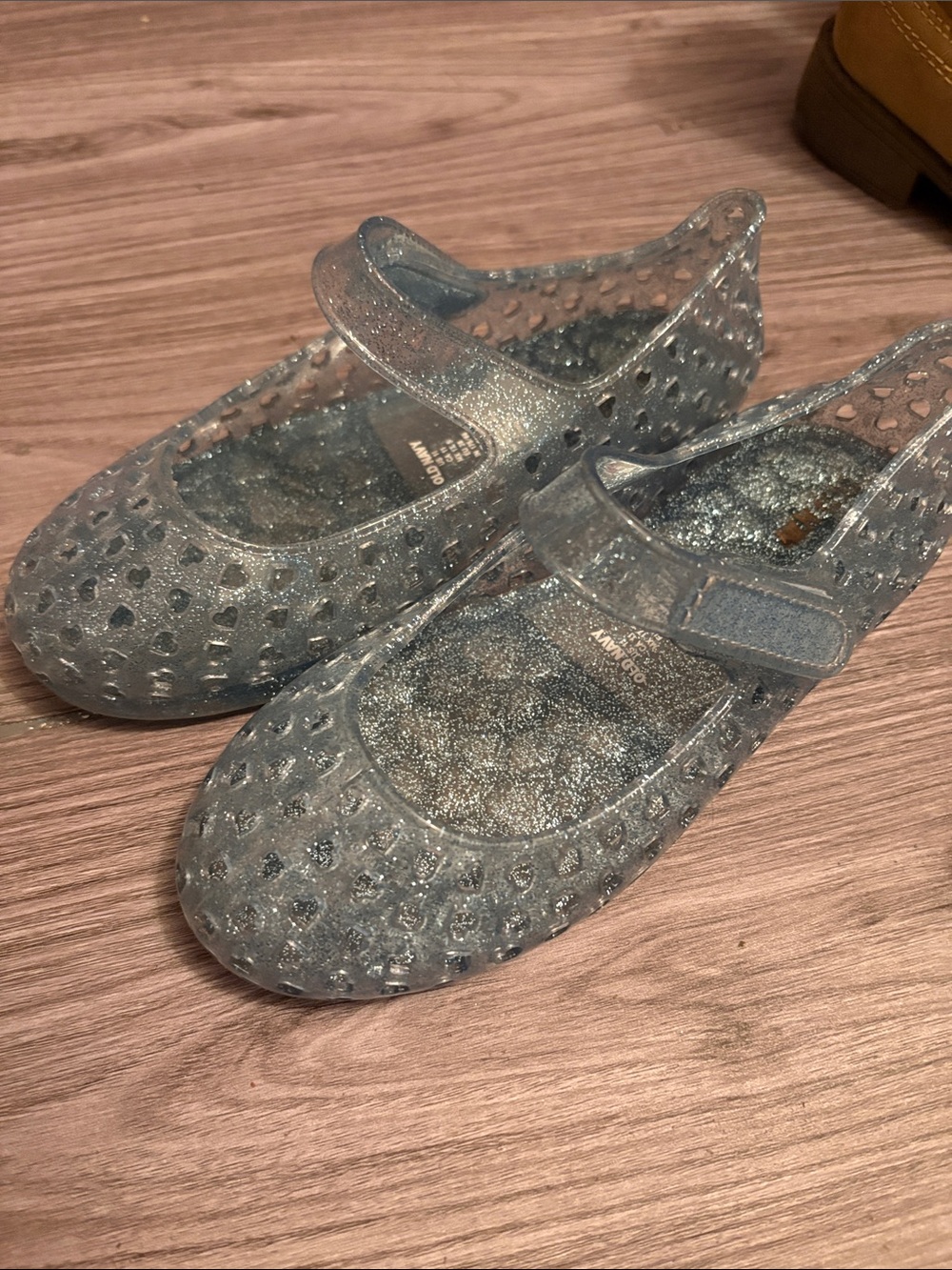 Girls' Glitter Jelly Mary Jane Shoes in Clear/Silver old navy size 11